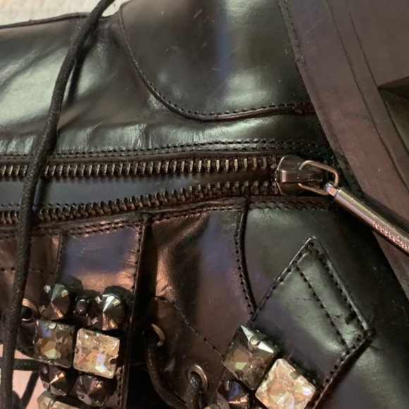 ZARA Leather Embellished Biker Boots SZ aus 5 as new biker goth dress style Rare - Picture 8 of 16